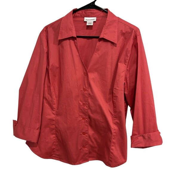 TravelSmith Womens Red Button-Up Collared Shirt Sz Large - Picture 1 of 8